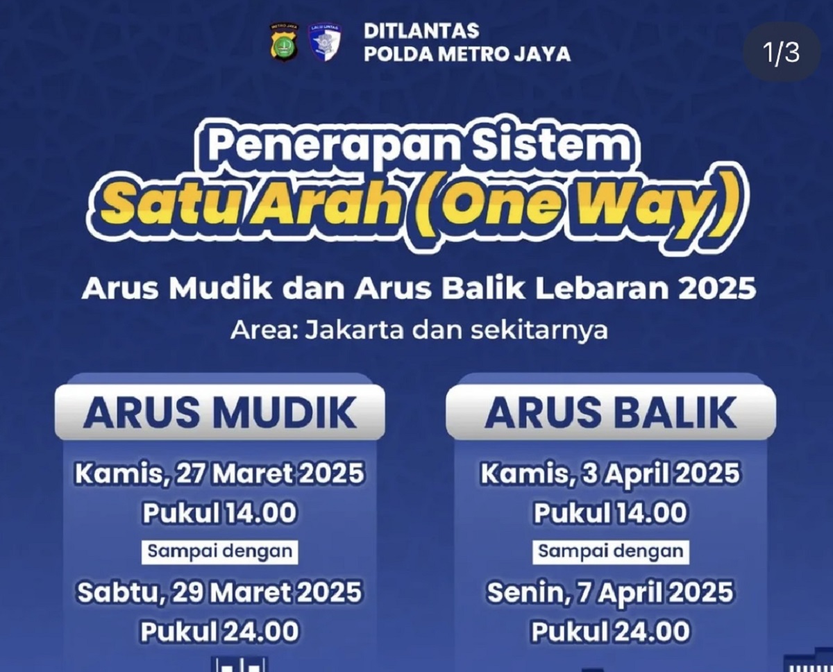 Catat! Tanggal Penerapan One Way Tol Saat Mudik Lebaran 2025!