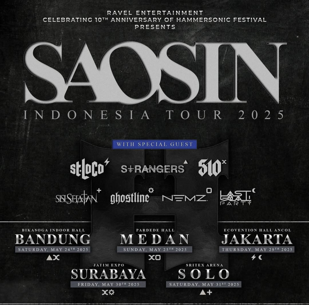 Ravel Entertainment Bawa Saosin Tur Megah ke 5 Kota Indonesia!