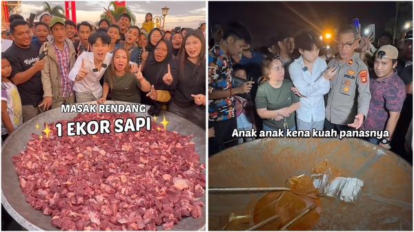 Viral! Willie Salim Bagi Daging Rendang 200 Kg di Palembang, Ludes!