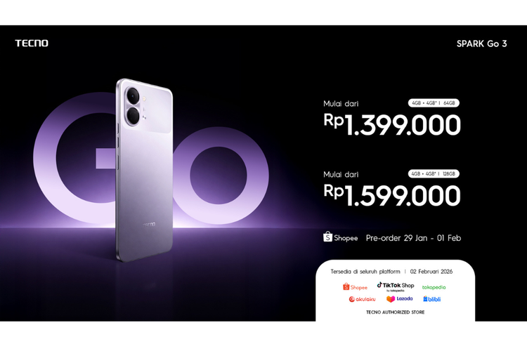 Harga Tecno Spark Go 3 Indonesia. Foto: Tecno Indonesia