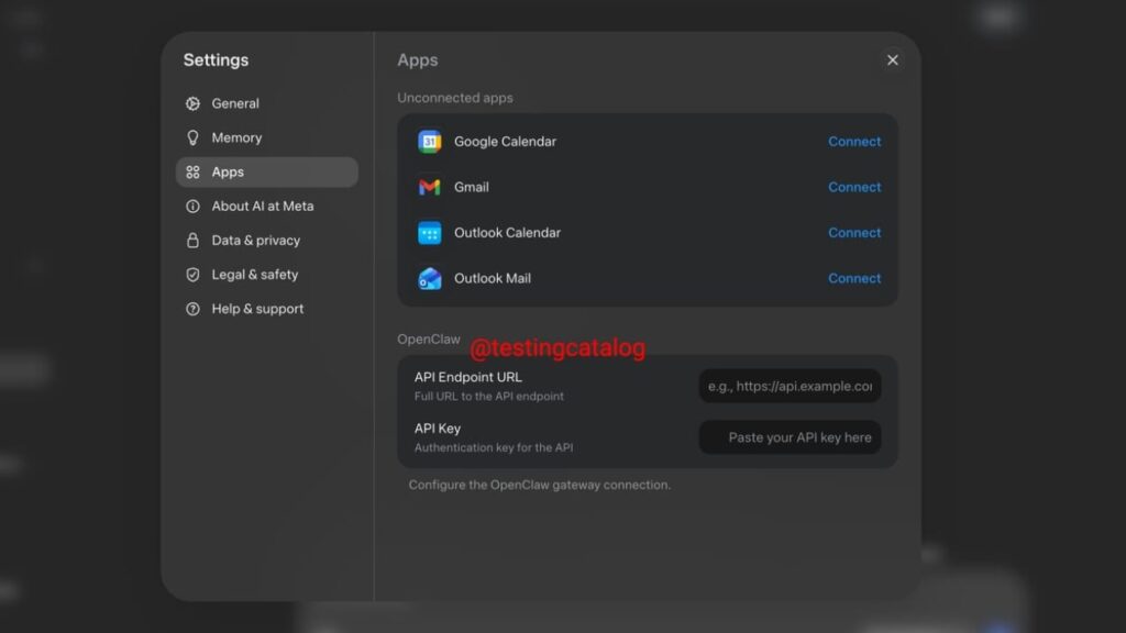 Meta AI bisa terintegrasi dengan beberapa aplikasi. Foto: TestingCatalog