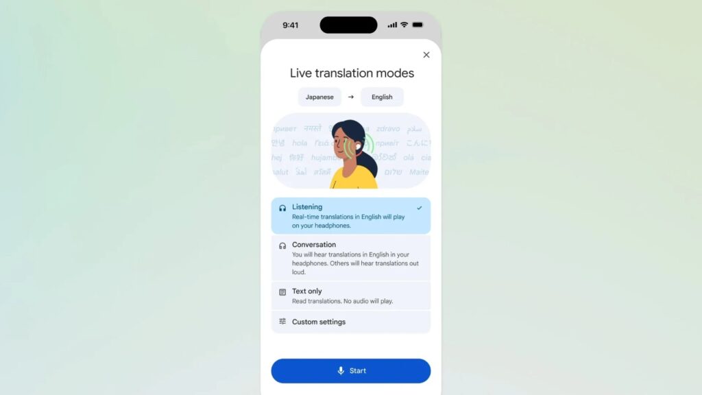 Demo penggunaan fitur "Live translate" (Terjemahan Langsung). Foto: Google