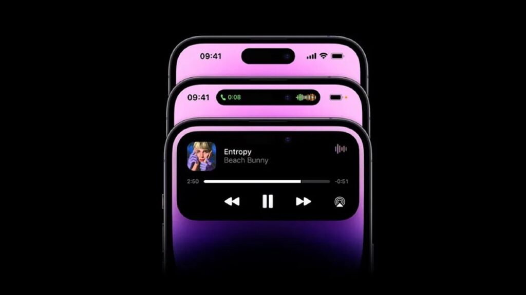Desain dynamic island tetap sama seperti dari seri iPhone 14. Foto: Apple