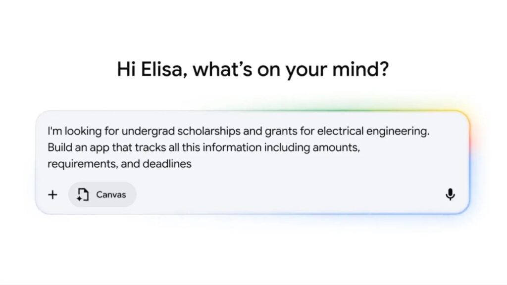 Google AI Search kini mendukung koding langsung di canvas. Foto: Google