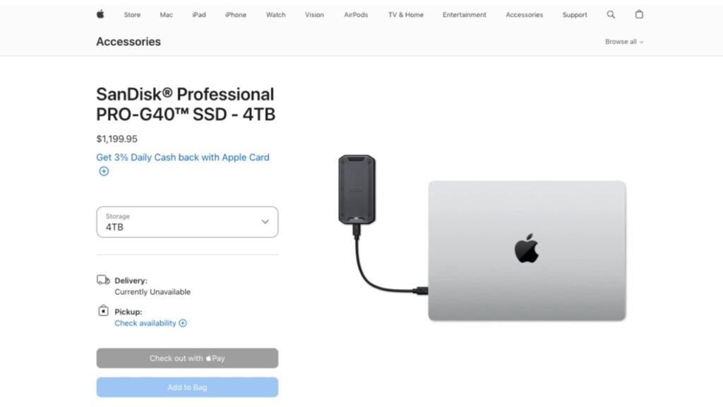 Harga SSD eksternal Apple meningkat tajam. Foto: Apple Insider