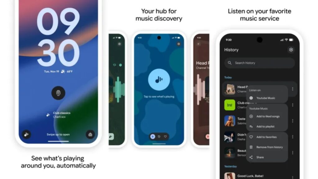Tampilan fitur Now Playing pada Pixel mendapatkan perubahan desain. Foto: Google